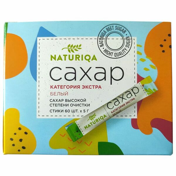 Сахар Naturiqa белый кристаллический экстра 60 шт. х 5 г