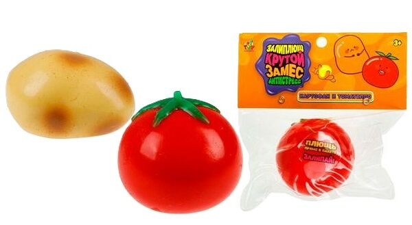Игрушка-антистресс 1Toy Крутой замес Залиплющ картофель, томат 1 шт. в ассортименте