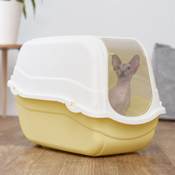 Туалет MP Bergamo для кошек закрытый Ромео, 57х39х41 см, желтый