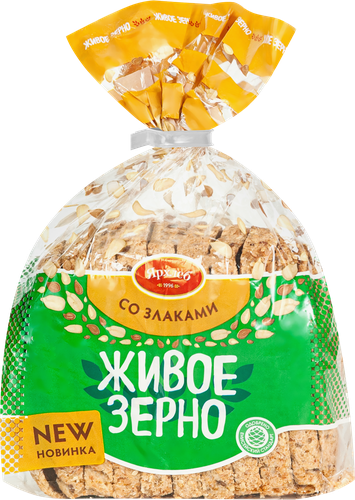 

Хлеб зерновой Ярхлеб Живое зерно пшеничный со злаками в нарезке