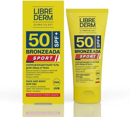 Гель для лица и тела Librederm Bronzeada Sport cолнцезащитный SPF 50 50 мл
