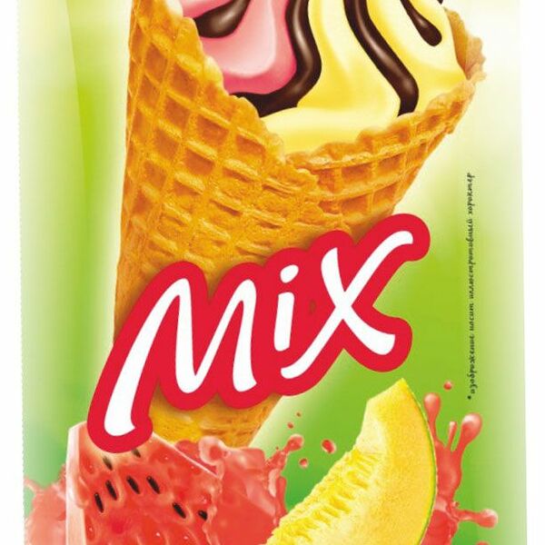 Мороженое рожок Челны Холод Mix арбуз и дыня 90 г