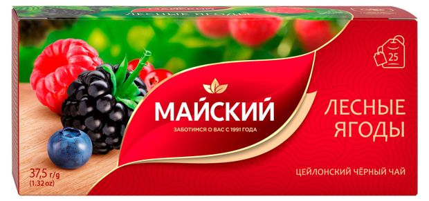 

Чай черный Майский Лесные ягоды 25 пакетиков, 37.5г