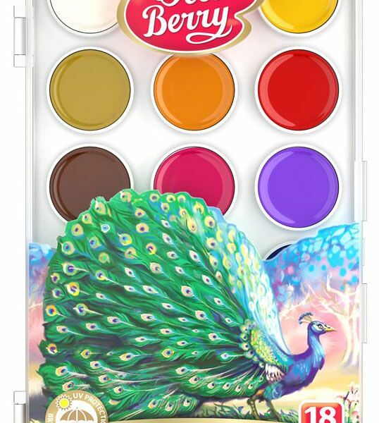 Краски акварельные Art berry с ультрафиолетовой защитой яркости, 18 цветов