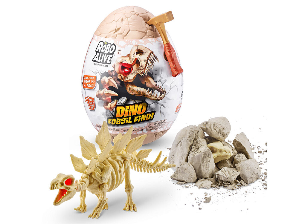 

Интерактивная игрушка Zuru RoboAlive сюрприз dino fossil раскопки динозавра, фигурка в ассортименте 1 шт