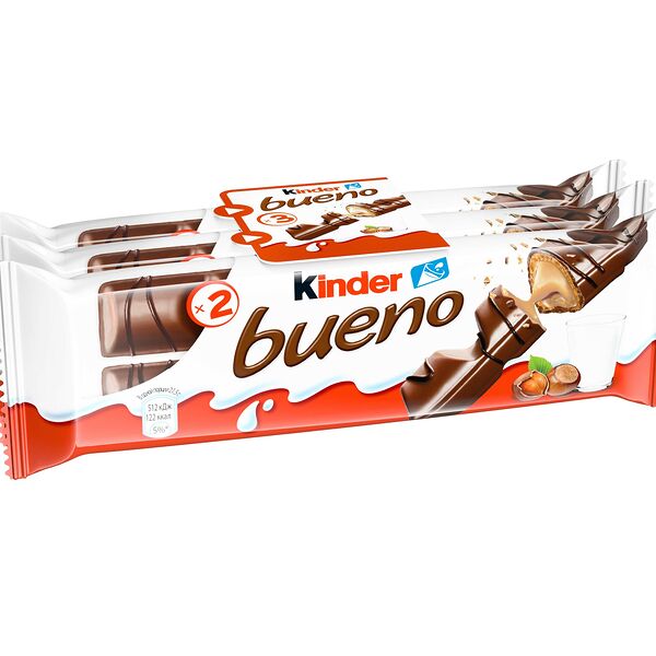Вафли Kinder Bueno, покрытые молочным шоколадом, с молочно-ореховой начинкой, 129 г