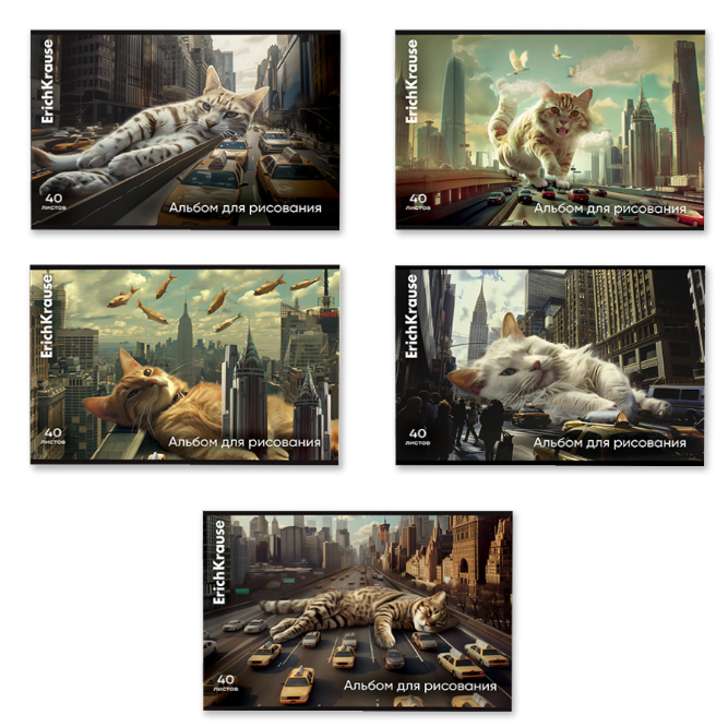 

Альбом для рисования ErichKrause Big City Cats А4 40 листов, дизайн в ассортименте, 1 шт.