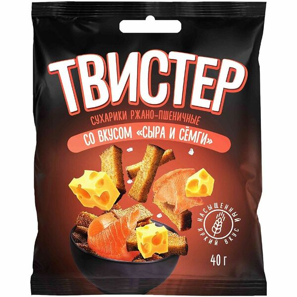 Сухарики Твистер ржано-пшеничные со вкусом сыра и сёмги 40 г