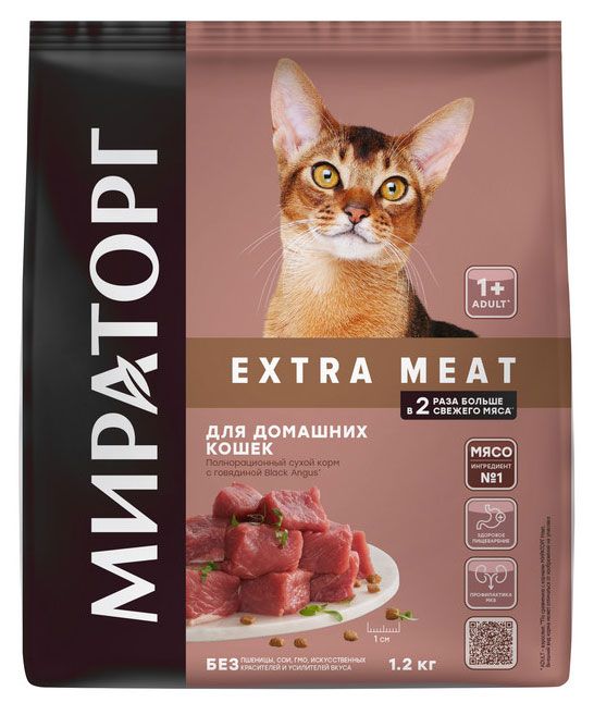 

Сухой корм для домашних кошек Мираторг Extra Meat с говядиной 1.2 кг