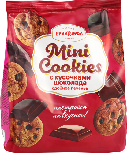 

Печенье сдобное Брянконфи Mini Cookies с кусочками шоколада 200 г