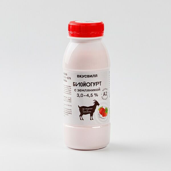 Биойогурт козий питьевой с земляникой 3-4.5% 230 г