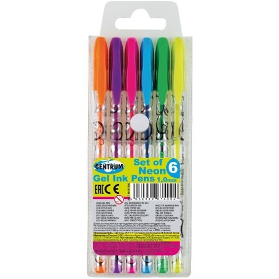 Набор ручек гелевых Centrum Neon Pens 1 мм, 6 цветов