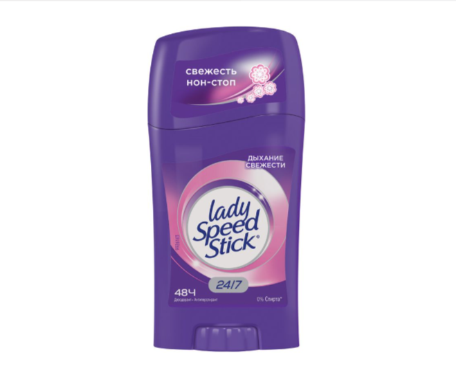 

Дезодорант-антиперспирант Lady Speed Stick 24/7 Дыхание свежести твердый 45 г