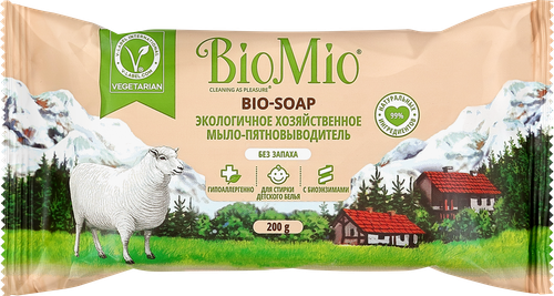 

Мыло BioMio хозяйственное экологическое без запаха пятновыводитель 200 г
