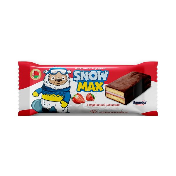 Пирожное бисквитное Snow Max с клубнич.нач. глазир. вес 40г Сладкая страна