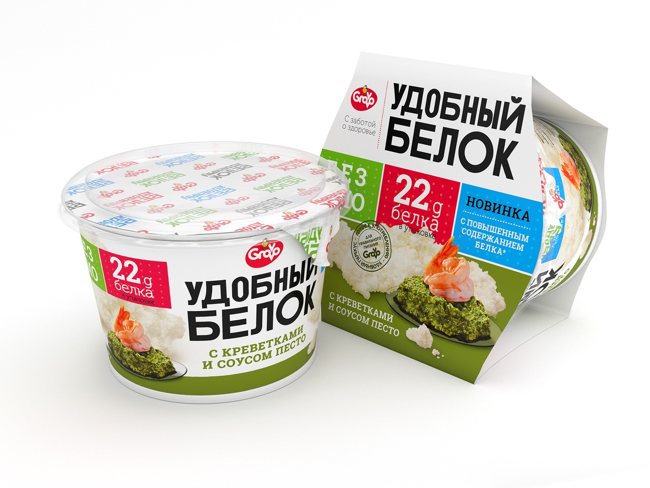 

Удобный белок Grovo с креветкой и соусом песто 120 г