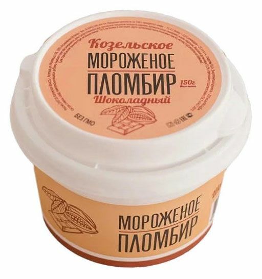 Мороженое Козельское молоко пломбир шоколадный, стаканчик 150 г