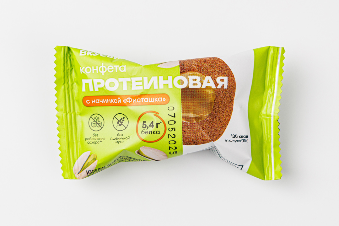 

Конфета протеиновая с начинкой "Фисташка"