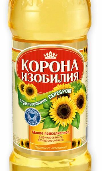 Масло подсолнечное Корона Изобилия рафинированное, 1 л