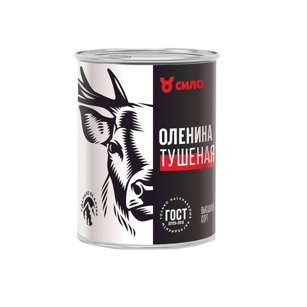 Оленина тушеная Сила высший сорт жестяная банка 338 г