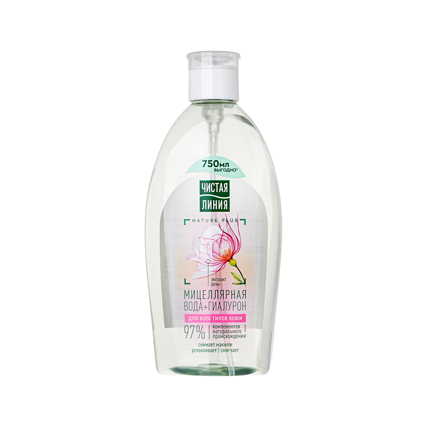 

Мицеллярная вода Чистая Линия Nature Plus 3 в 1 с экстрактом розы, 750 мл