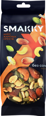 Смесь ореховая Smakky микс жареных орехов без соли 50 г