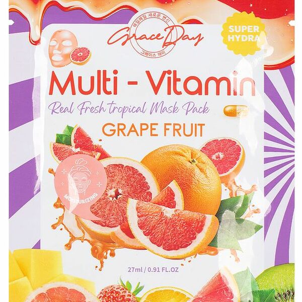 Маска тканевая Grace Day Multi-Vitamin Grape Fruit Mask с экстрактом грейпфрута, 27 мл