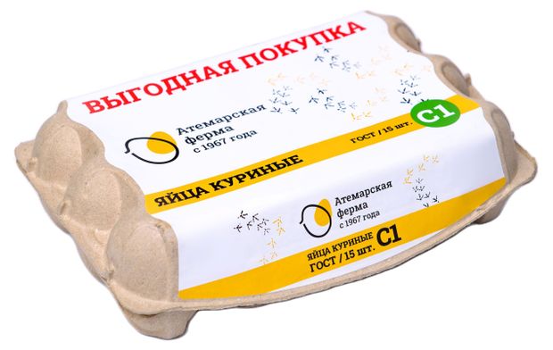 

Яйцо куриное Птицефабрика Атемарская С1 цвет яиц в ассортименте 15 шт