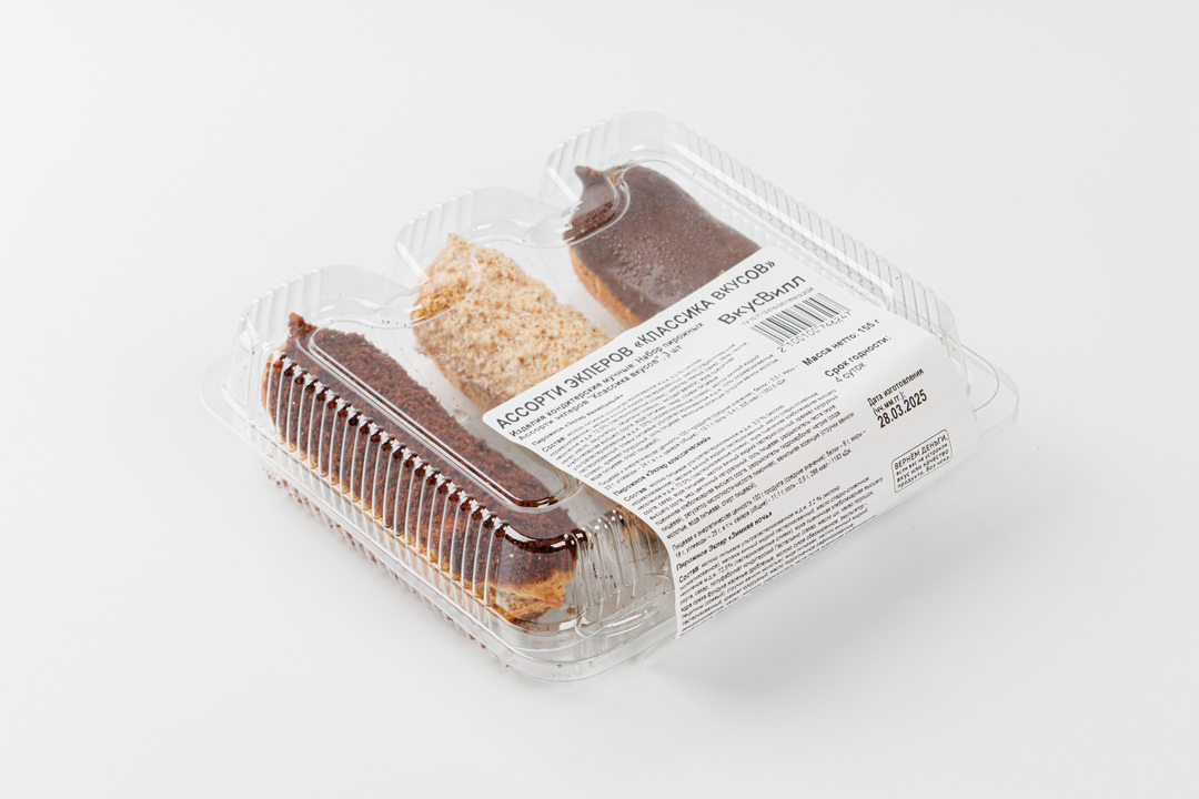 

Ассорти эклеров ВкусВилл Классика вкусов 3 шт. 155 г