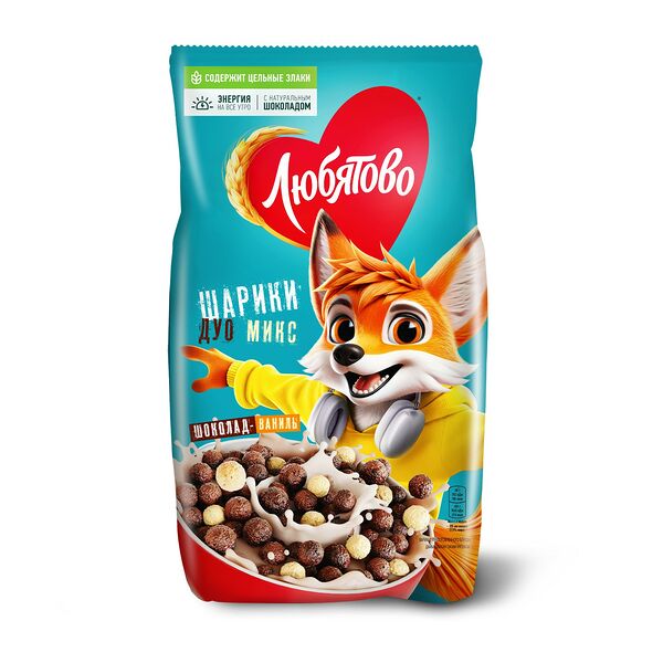 Завтраки готовые Любятово Шарики шоколадные Дуо Микс 200 г