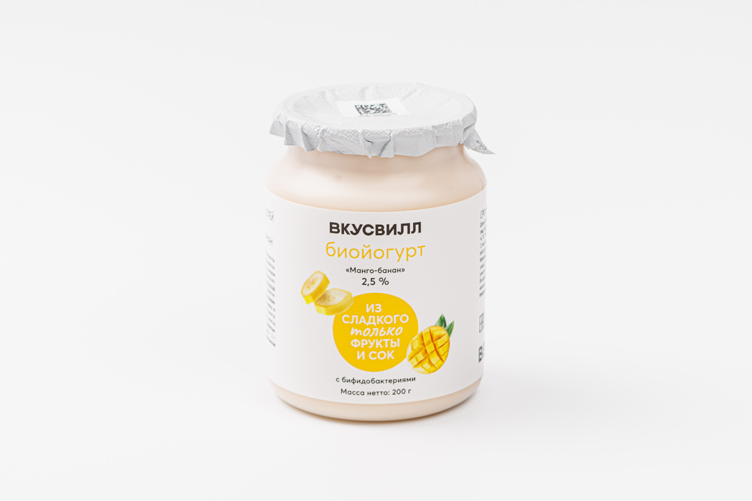 

Биойогурт ВкусВилл Манго-банан 2.5% 200 г