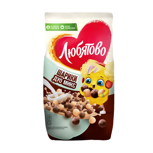 Завтрак Любятово шарики шоколадные дуо микс 200 г