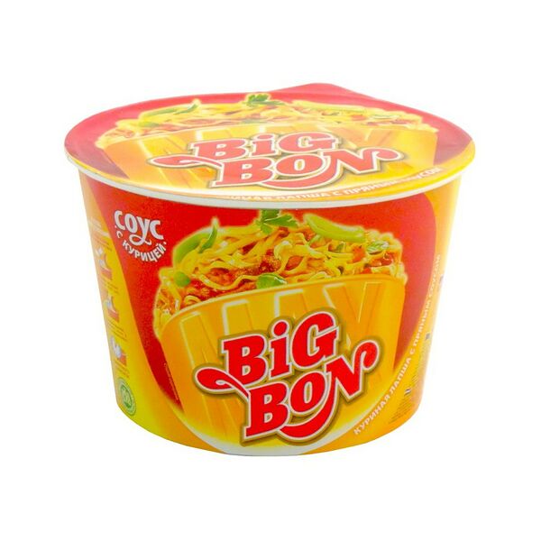 Лапша Биг-Бон с пряным соусом с курицей 95г