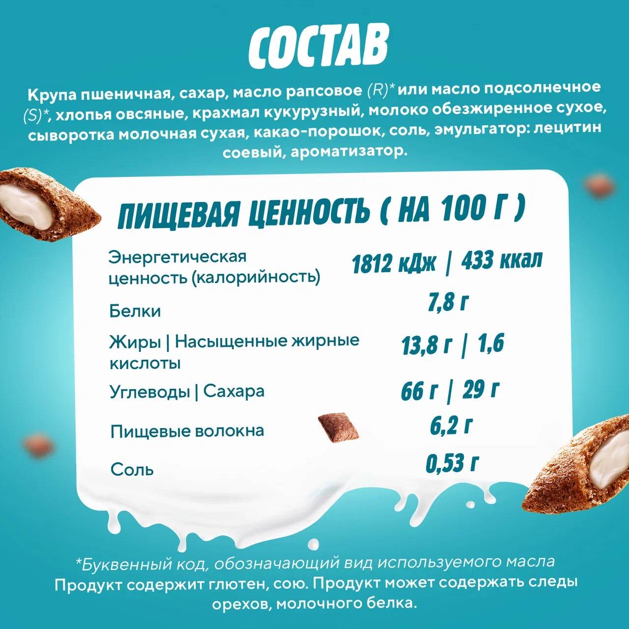 

Завтраки готовые Любятово Подушечки с молочной начинкой 220 г