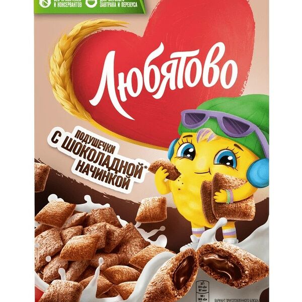 Готовый завтрак Любятово Подушечки с шоколадной начинкой 220 г