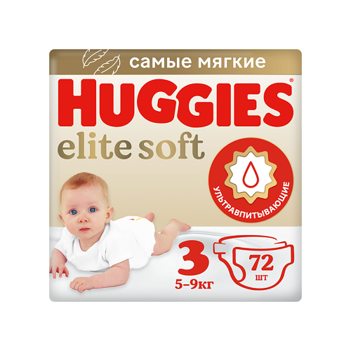 Подгузники Huggies Elite Soft 3-M 5-9 кг 72 шт.