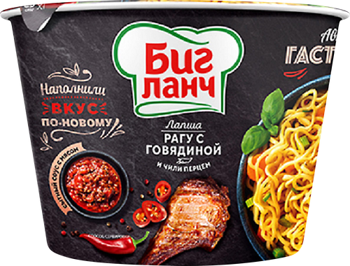 

Лапша Биг Ланч с говядиной в остром соусе 90 г