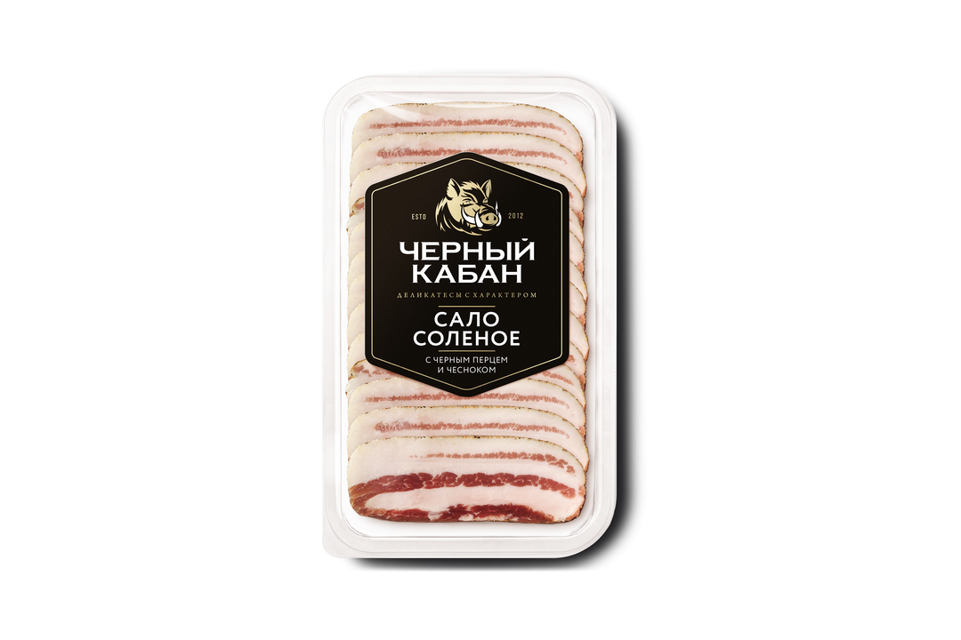 

Нарезка Черный кабан сало соленое с черным перцем и чесноком 95 г