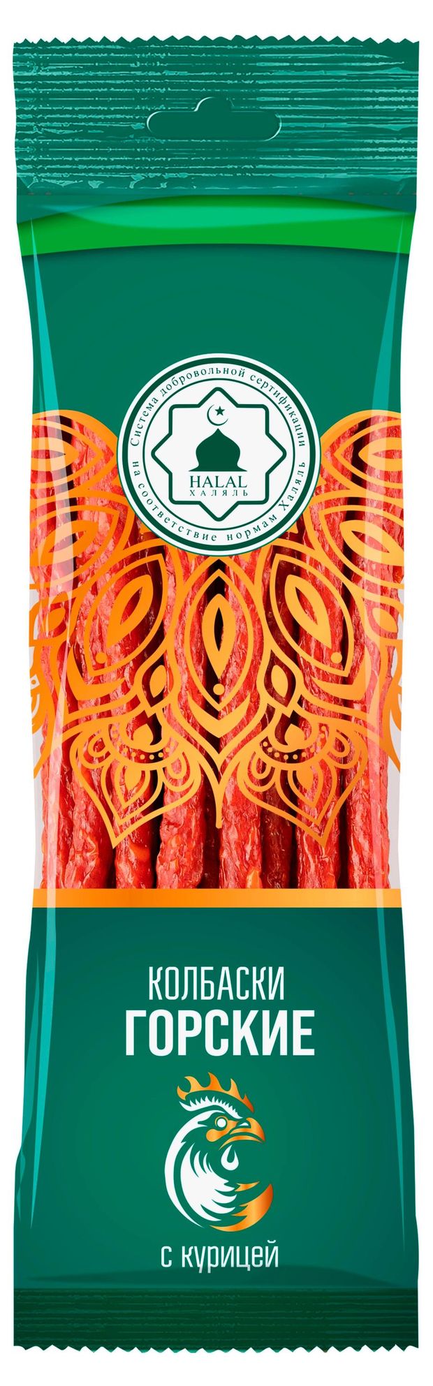 

Колбаски сырокопченые Велмит Горские с курицей Халяль 70 г