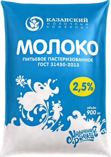 

Молоко Молочная Речка питьевое пастеризованное 2.5% 900 мл