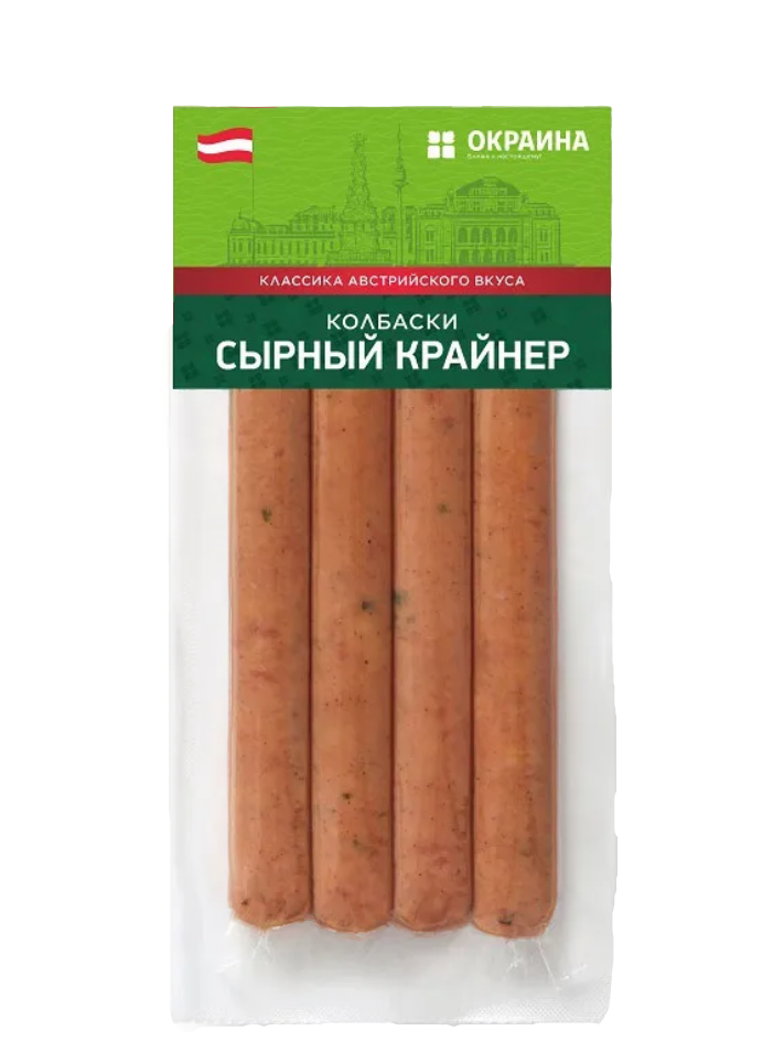 

Колбаски Окраина Сырный Крайнер п/к 360 г