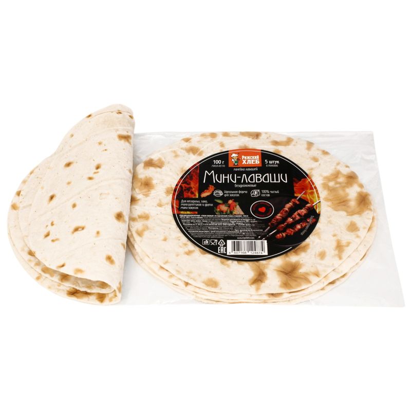 

Мини-лаваши Рижский Хлеб бездрожжевые 5 штук 100 г