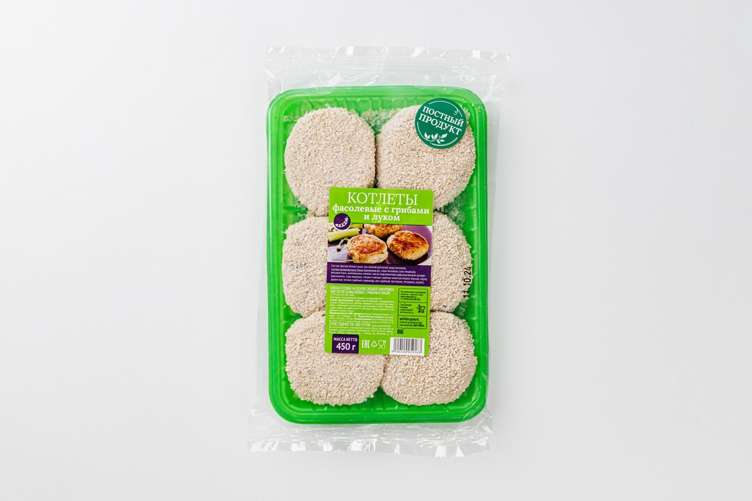 

Котлеты фасолевые с грибами и луком, замороженные(Продукт замороженный)