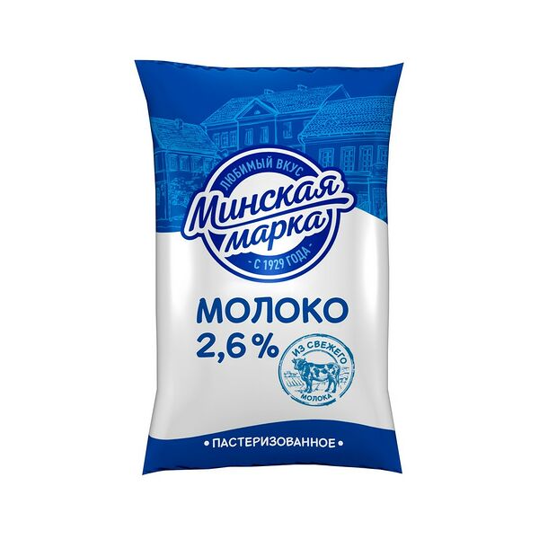 Молоко паст жир. 2.6% п/пл 1л Минская марка
