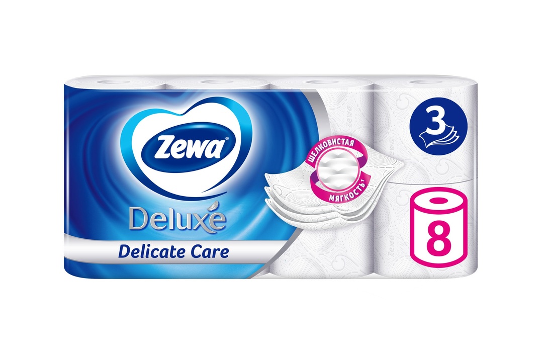 

Туалетная бумага Zewa Deluxe без аромата 3 слоя 8 рулонов