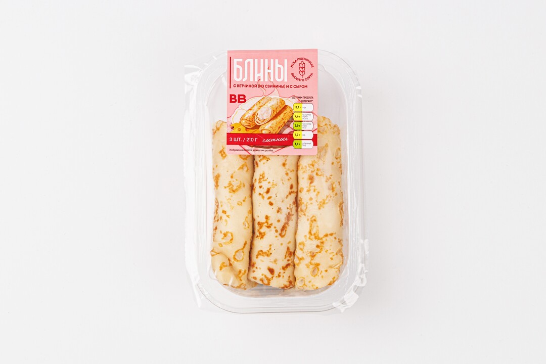 

Блины ВкусВилл с ветчиной (из свинины) и с сыром 210 г