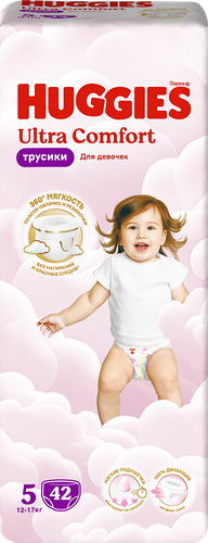 Подгузники-трусики для девочек Huggies Ultra Comfort 5 (12-17 кг) 42 шт