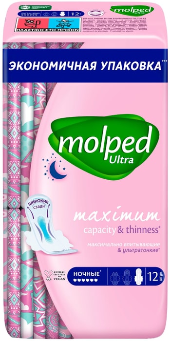 

Прокладки гигиенические Molped Ultra Ночные, 12 шт