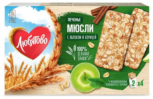 Печенье-мюсли Любятово Яблоко и корица 120 г