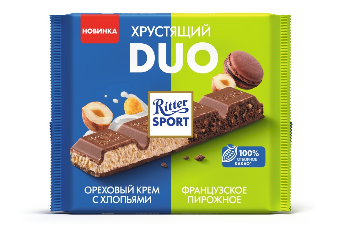 

Шоколад Ritter Sport Хрустящий Duo Ореховый крем с хлопьями и Французское пирожное 218 г